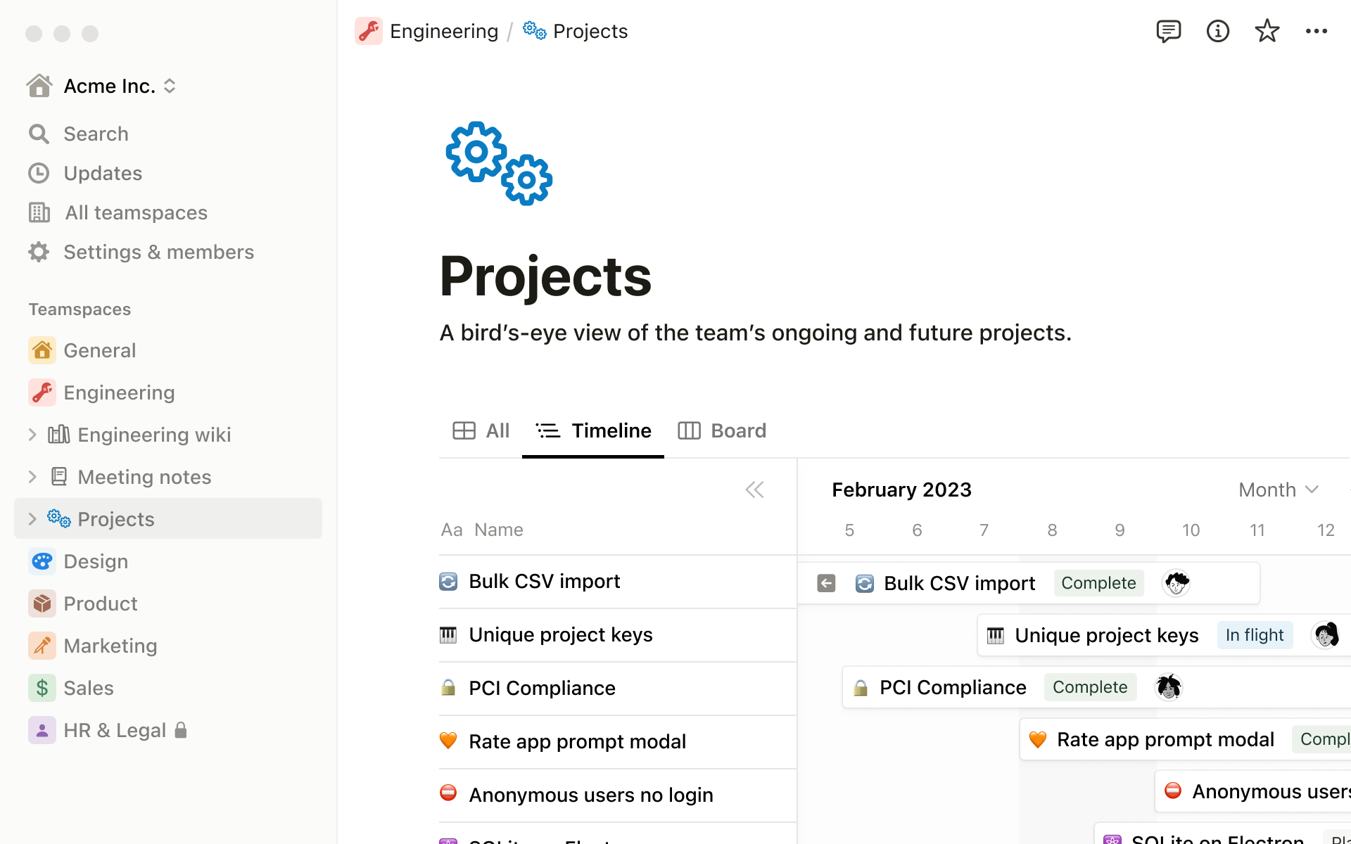 Notion Board Projects Timeline View
