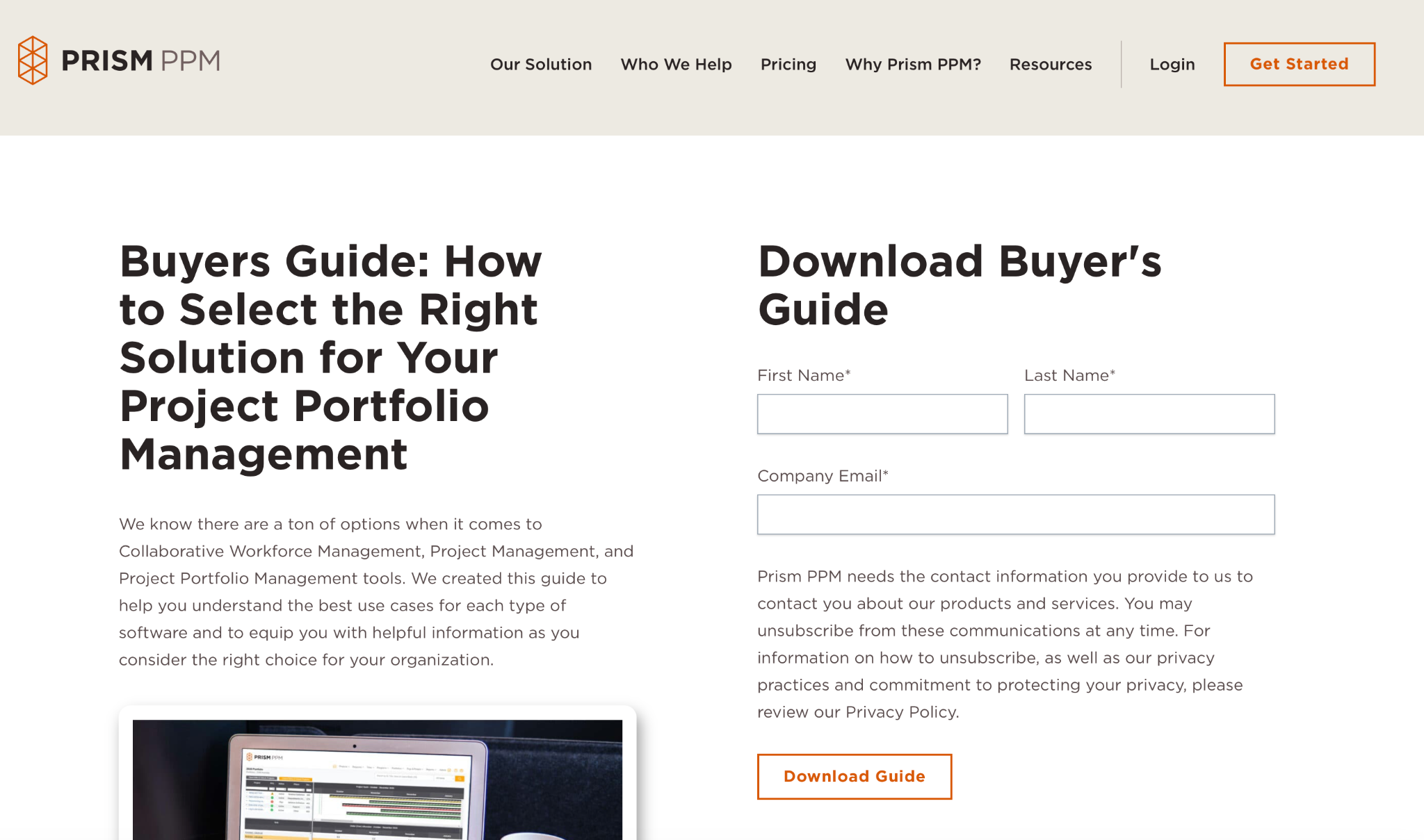 Lead magnet/e-book Form Example