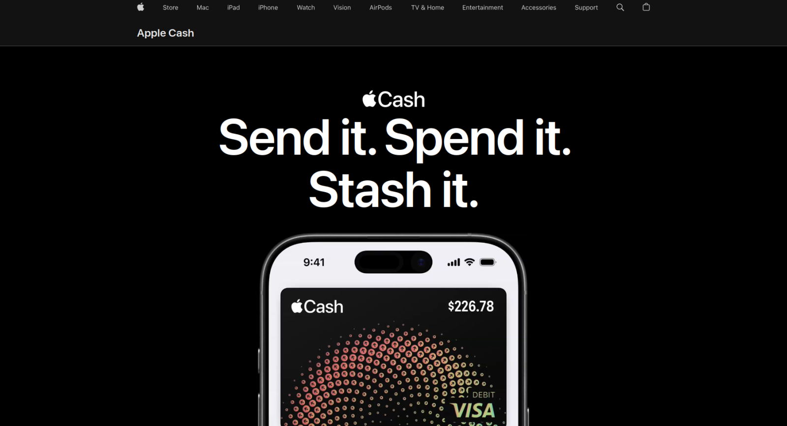 Apple Pay website with the words: "Send it