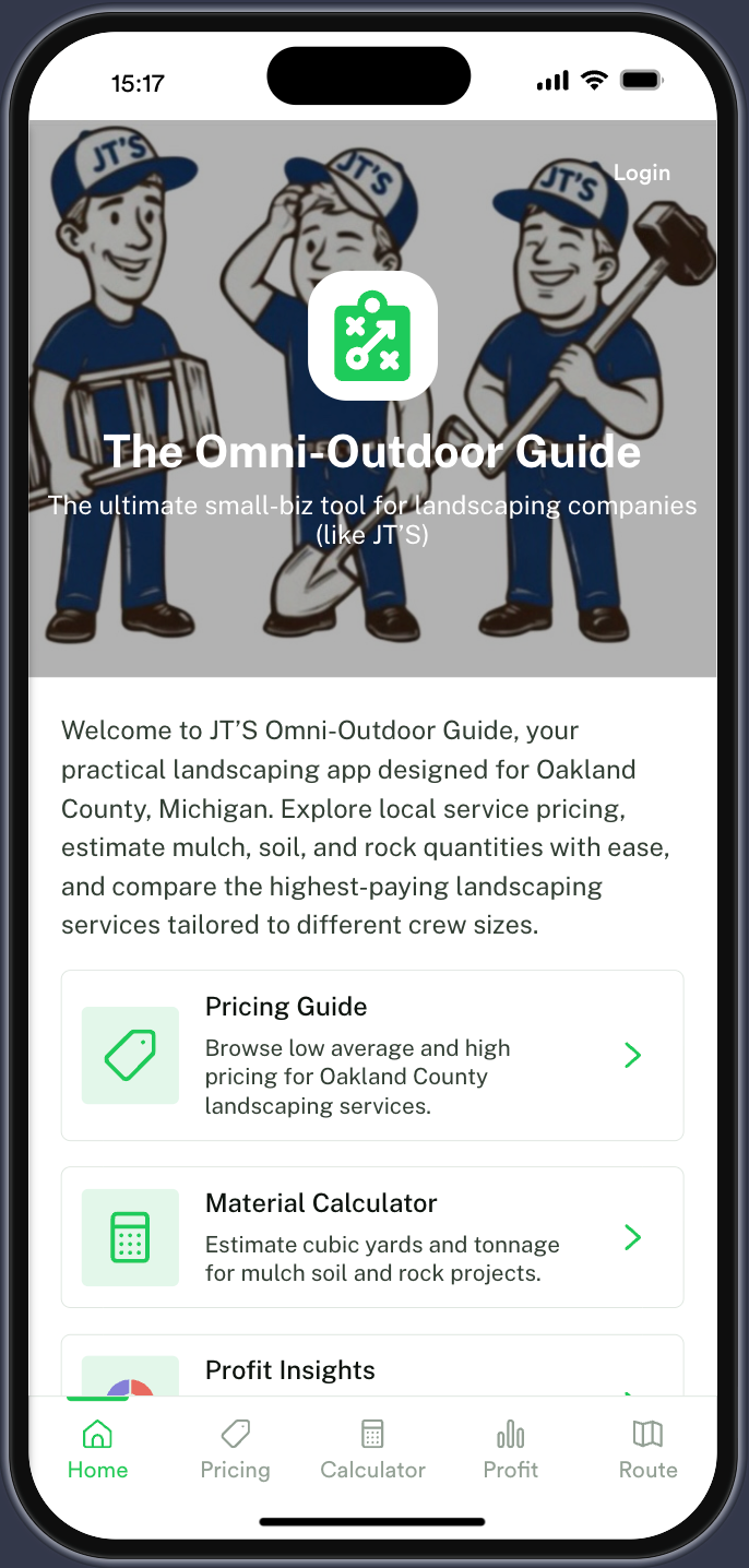 Viewing The Omni-Outdoor Guide JT’s Landscaping made in Jotform Apps