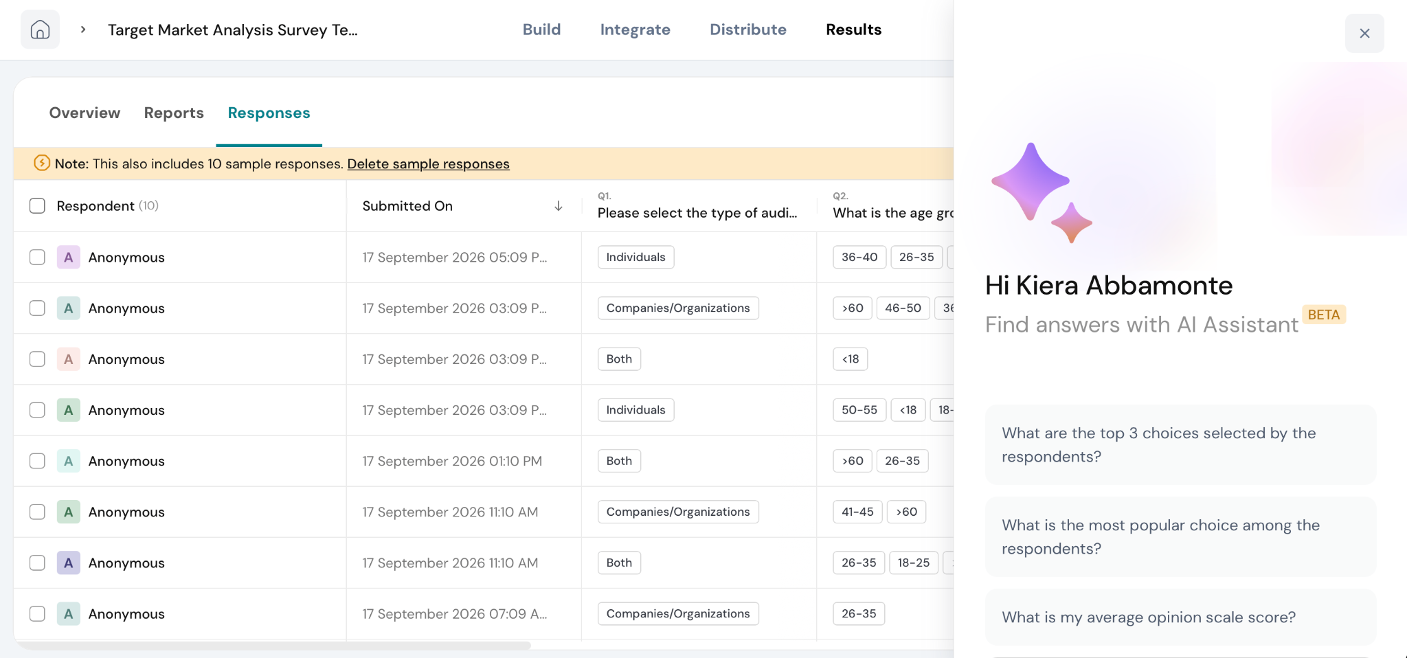 SurveySparrow User Interface